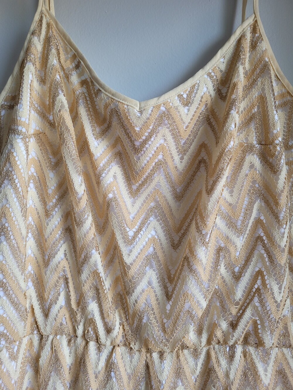 Lilly Pulitzer Women’s Cream Zigzag Crochet Slip Dress Size L - Picture 2 of 7